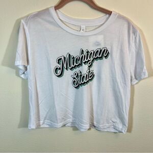 Bella Canvas White Michigan State Crop Top Medium NWT